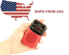 DEGEN DE797 DSP AM/FM Portable Pocket Size Mini Radio Receiver RED COLOR