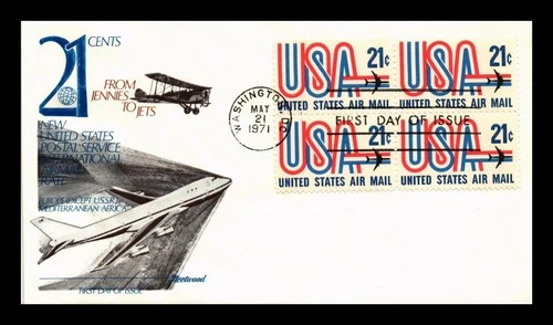 DR JIM STAMPS US COVER AIR MAIL 21C FDC SCOTT C81 BLOCK OF 4 FLEETWOOD