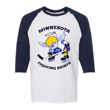 Minnesota Fighting Saints 3/4 Sleeve Raglan Shirt Classic WHA Hockey Team