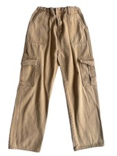Y2K Elastic Waist Cargo Pants 100 Cotton Tan/Neutrals Women  s S Straight Leg