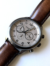 Fossil Mens Watch with Brown Leather Strap Lightly Used