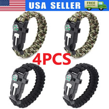 4x Paracord Bracelet Waterproof Outdoor Adjustable Survival emergency Knife Kit