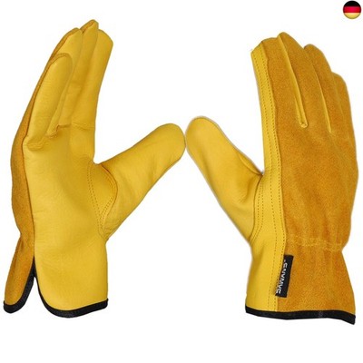 Sawans Leather Work Gloves Gardening Gloves Thorn Proof Heavy Duty Multipurpose