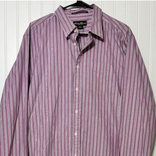 Eddie Bauer Button Down Mens TXL Purple Excellent Wrinkle Resistant Relaxed Fit