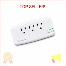 CyberPower CSB300W Essential Surge Protector, 900J/125V, 3 Outlets, Wall Tap