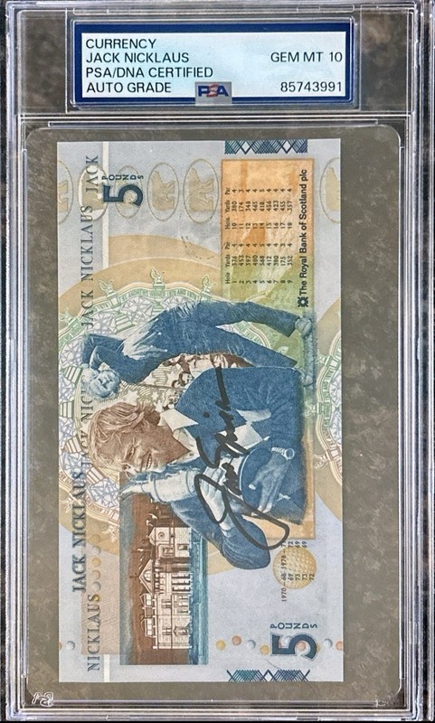Jack Nicklaus Signed Royal Bank Scotland Note British Open 10 Auto PSA/DNA