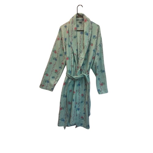 Nick & Sarah Intimates Robe Fleece Womens Size One Size Fits Most blue & Flower - Picture 3 of 5