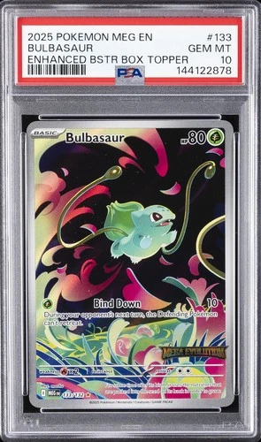 2025 POKEMON MEG EN-MEGA EVOLUTION ENHANCED BOOSTER BOX TOPPER BULBASAUR PSA 10