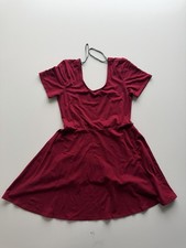 Forever 21+ Women’s Dress XL Burgundy Red Short Sleeve Skater Mini Casual
