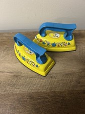 2 Vintage 1970 Ohio Art Sunnie Miss Tin Play Iron toy Yellow w/ flowers 23OH177