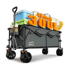 300L Extra Large Collapsible Foldable Wagon, 440lbs Load Capacity 48''L Exten...