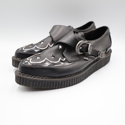 TUK Black Leather Star Buckle Platform Creepers Mens 8 Womens 10