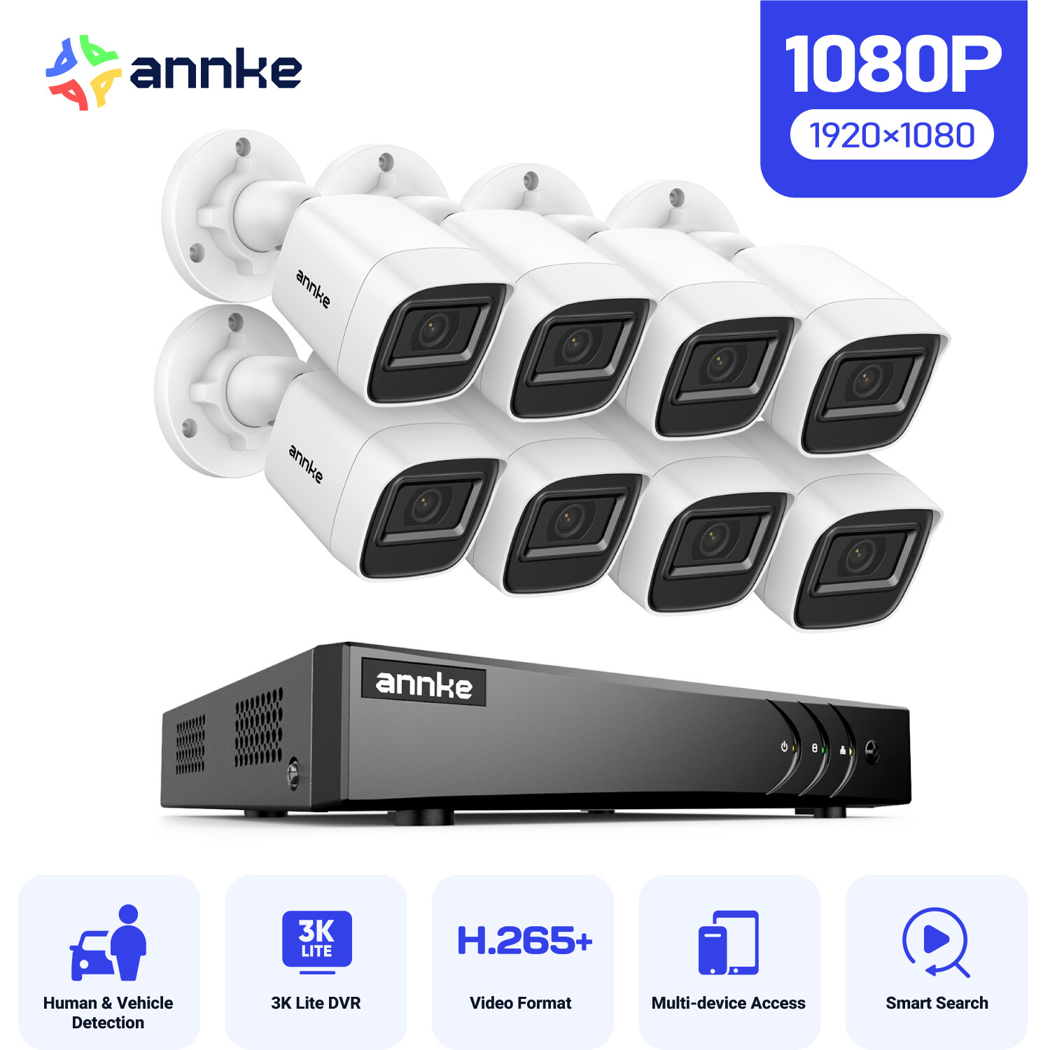 ANNKE 3K Lite 8CH DVR HD 1080P Video CCTV Security Camera Sy