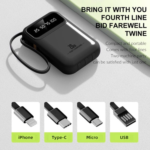30000mAh Power Bank Ultra Mini 4Cable Portable External Battery Portable Charger - Picture 14 of 25