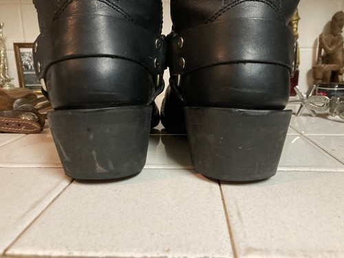 HARLEY DAVIDSON MOTORCYCLE SQUARE TOE BOOTS BLACK LEATHER VINTAGE USA 9.5 M - 第 12/16 張圖片