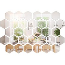 32 Pcs Hexagon Mirror Wall Stickers Honeycomb Decals, 10x8.6x5cm
