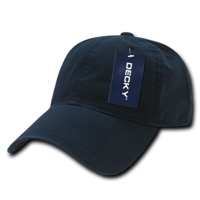 Relaxed Washed Cotton Cap -  Navy Hat, Metal Buckle (Decky 205-NVY)