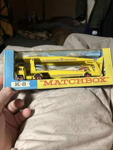 VINTAGE MATCHBOX LESNEY K-8 GUY WARRIOR CAR TRANSPORTER IN ORIGINAL BOX 1967 NOS