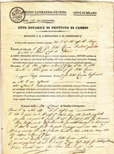 DD165-LOMB.VENETO-MILAN ACT OF PROTEST OF EXCHANGE