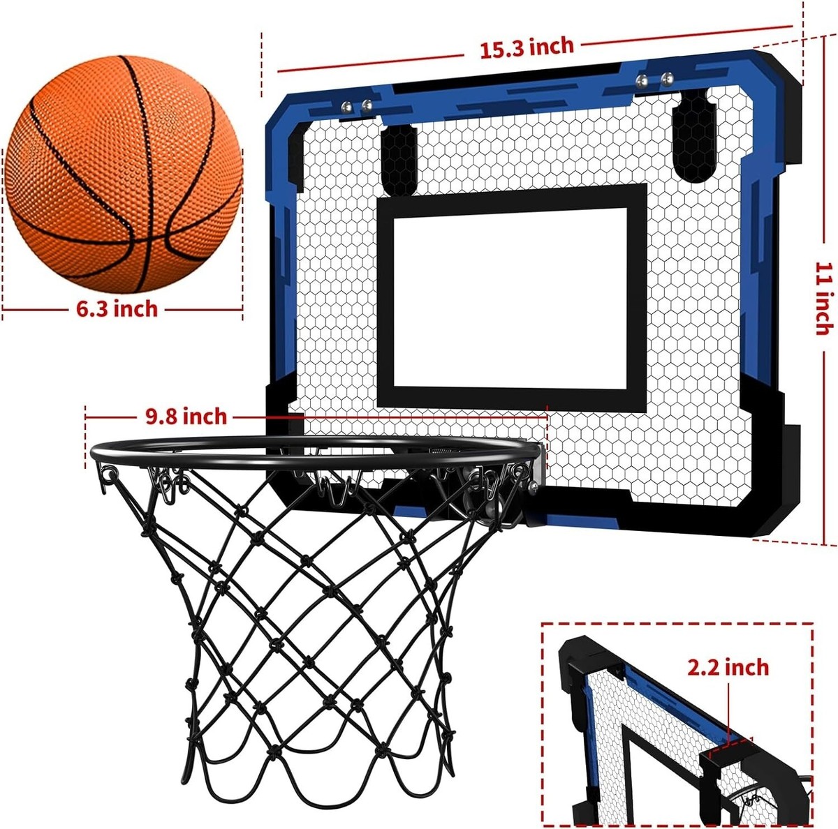 Canasta De Baloncesto Infantil De 2 Unidades – Aro De Dibujos Animados Con Inflador Y Pelotas, Para Interior Y Exterior