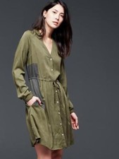 GAP Contrast panel shirtdress, Size 4 Black Mosss