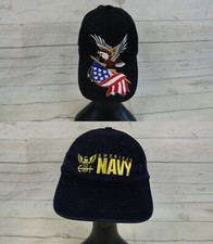 Lot of 2 - Patriotic Baseball Unisex Cap Hat Adjustable One Size