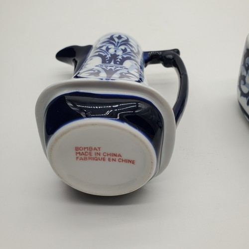 Vintage Bombay Company stapelbare Teekanne und Tasse Penzance Design blau und weiß - Bild 7 von 10
