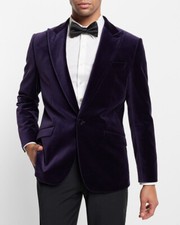 NEW EXPRESS 298 PURPLE SLIM VELVET TUXEDO BLAZER JACKET SZ 40S