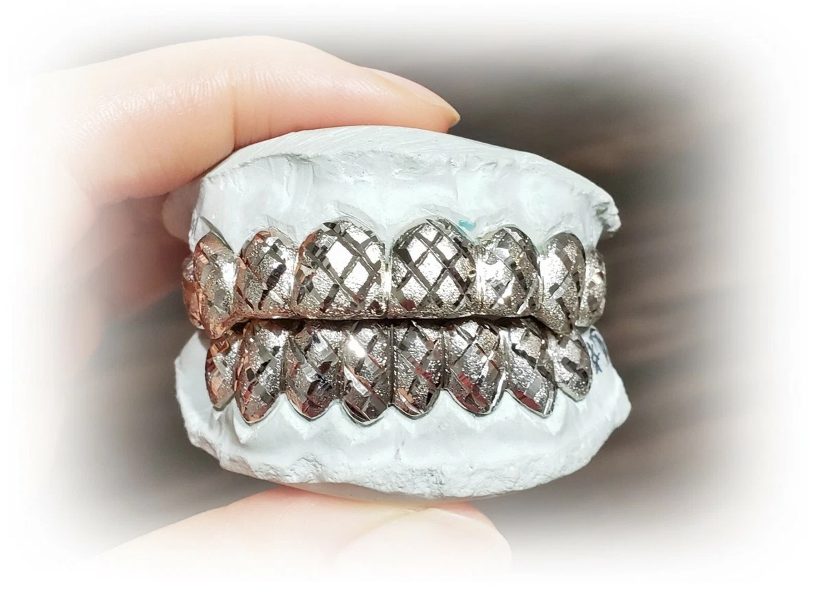 S. Silver or 10K Gold Custom Made Diamond Dust Cut Grill Grillz eBay