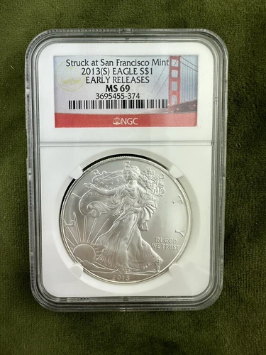 NGC MS69 2013 (S) American Eagle Silver Dollar Early Releases