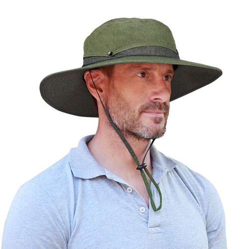 Wide Brim Sun Hat Breathable Bucket Cap Summer Fishing UV Protection Men Women - Picture 2 of 9