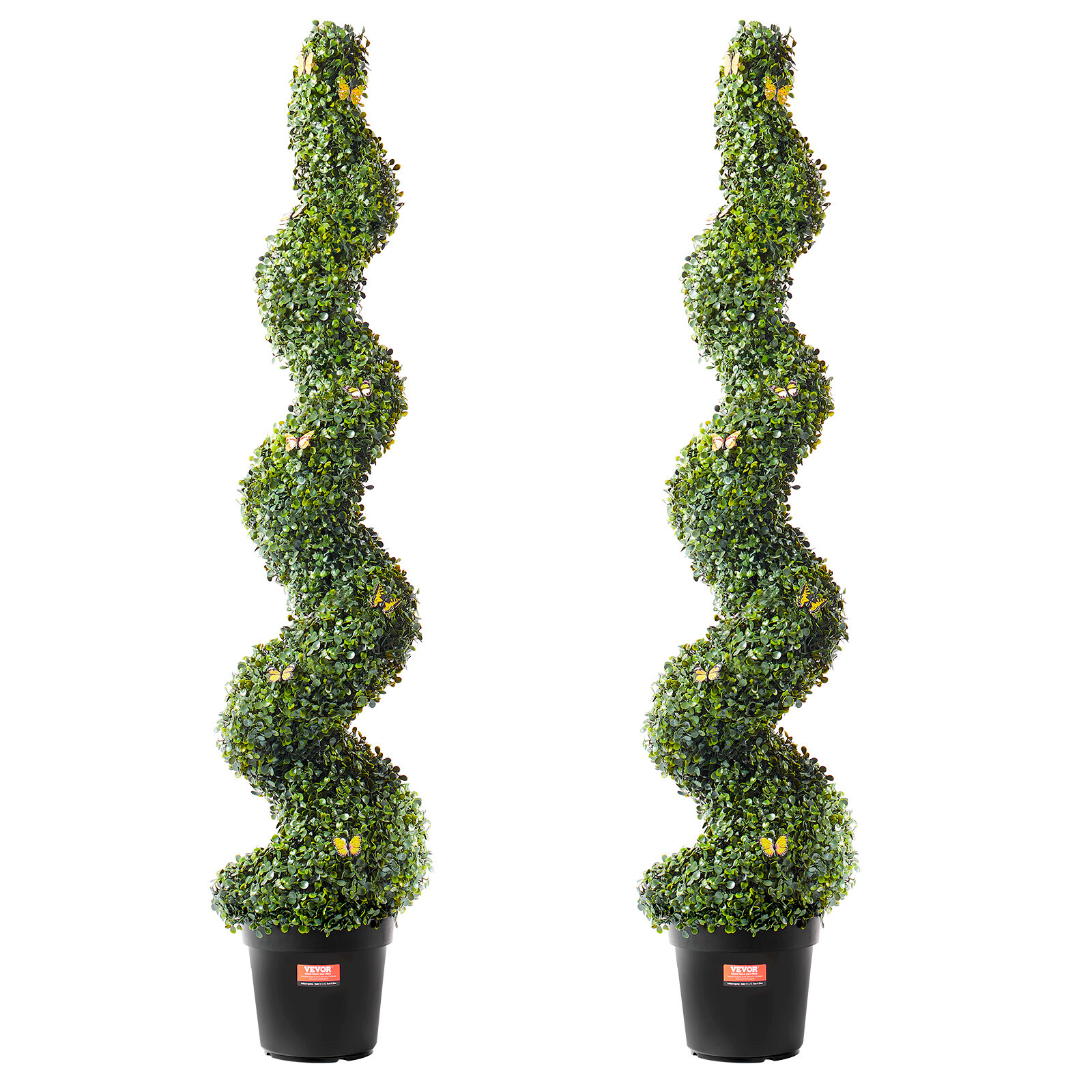 VEVOR 2 Pack 5ft Artificial Boxwood Topiary Tree Faux Plant UV Decor In/Outdoor