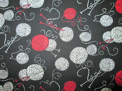 YARN BALLS KNITTING NEEDLES KNITTERS COTTON FABRIC BTHY