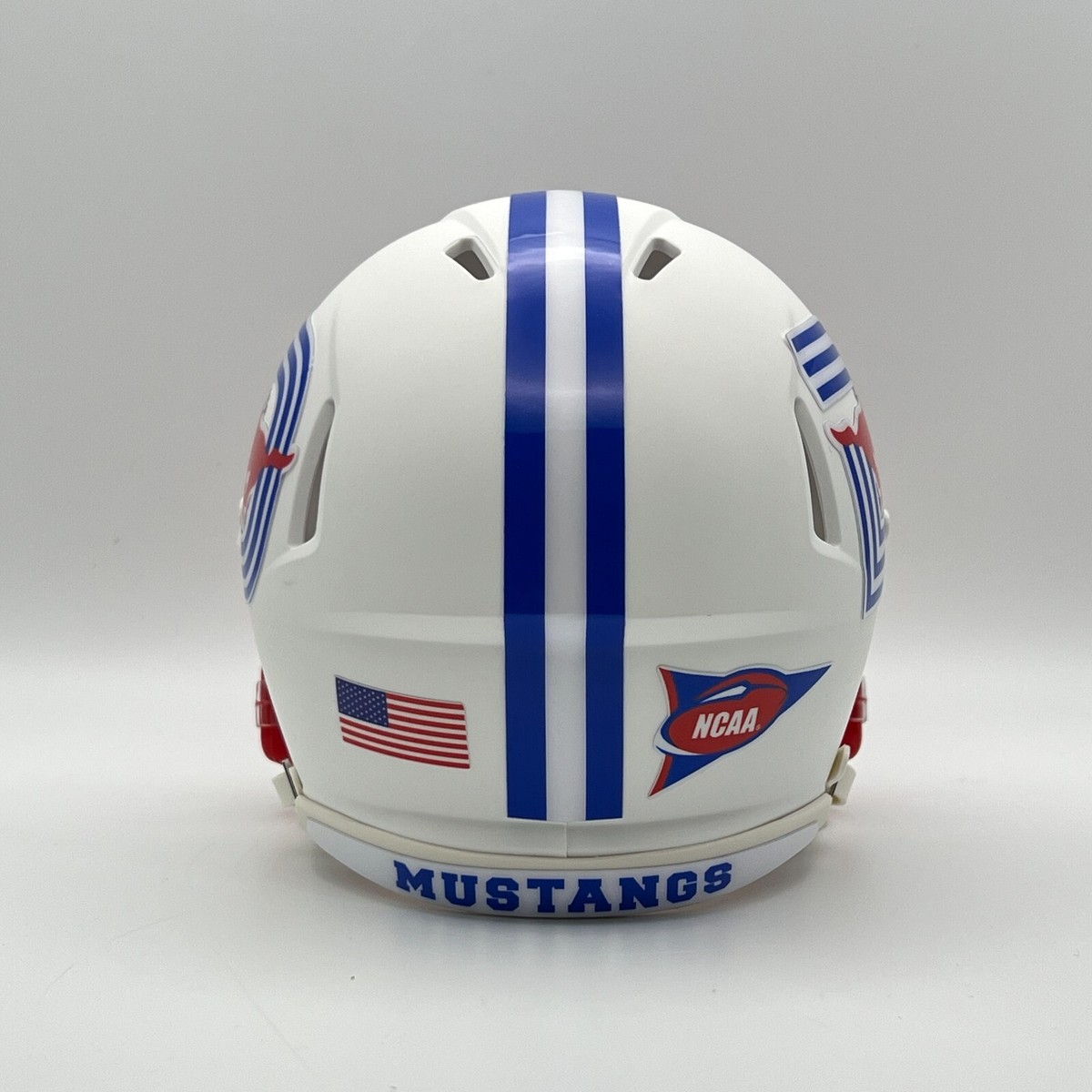 SMU Mustangs CUSTOM Matte White Dallas D Mini Football Helmet