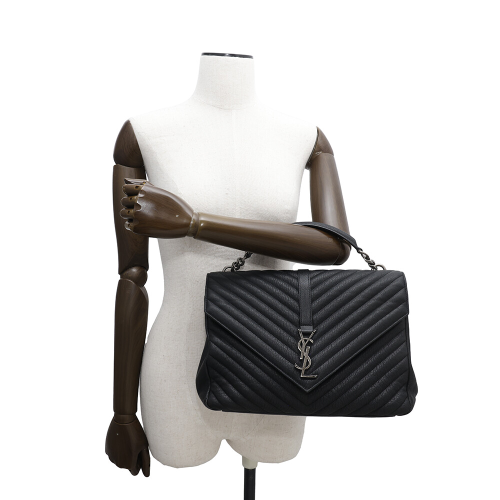 Borsa a tracolla SAINT LAURENT PARIS College 2WAY catena pelle nera 600278