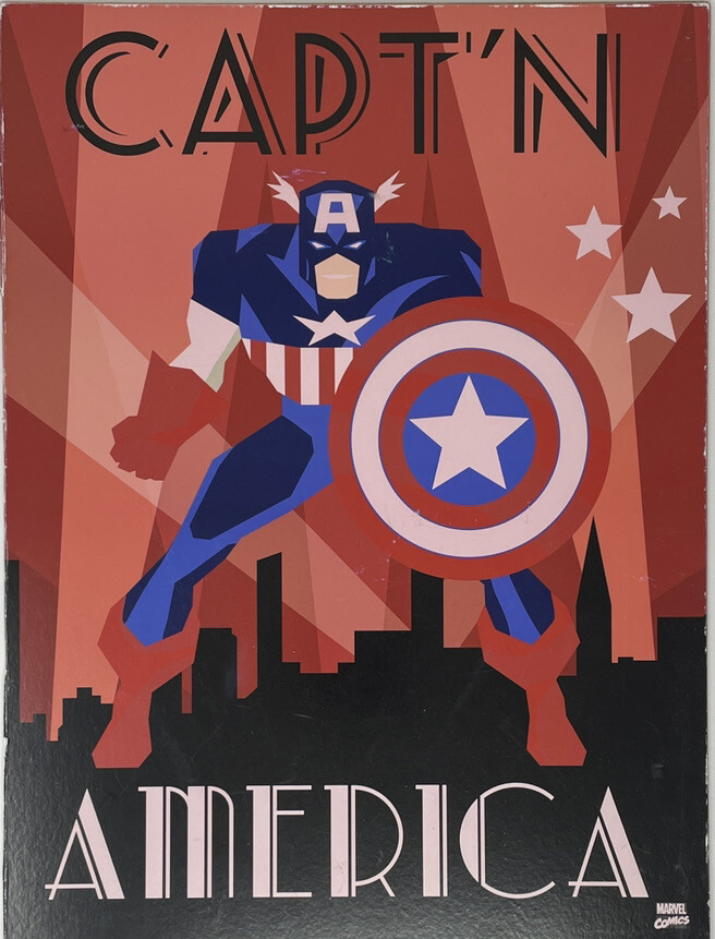 Captain America Movie Poster Style Print - Art Deco Style Unframed