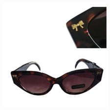 NEW HOUSE OF HARLOW 1960 Tortoise Shell Sunglasses Shades Gold Bow Accents