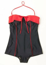 NWT Modcloth "High Tide True" One Piece Swimsuit, Red Black, Size 8, 90