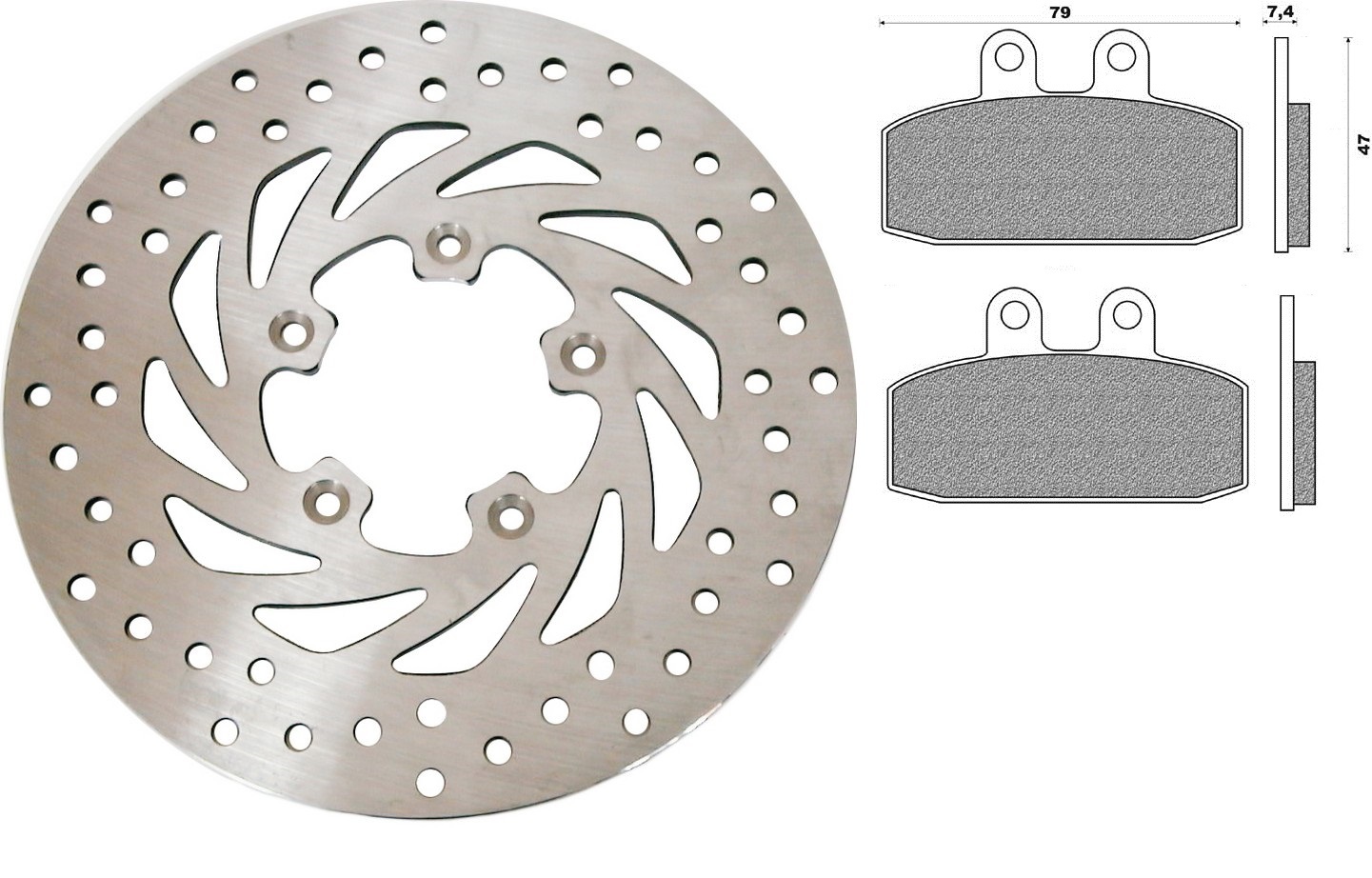 Disque de frein avant et plaquettes pour scooter Aprilia Leonardo 250 ST 1999-2004