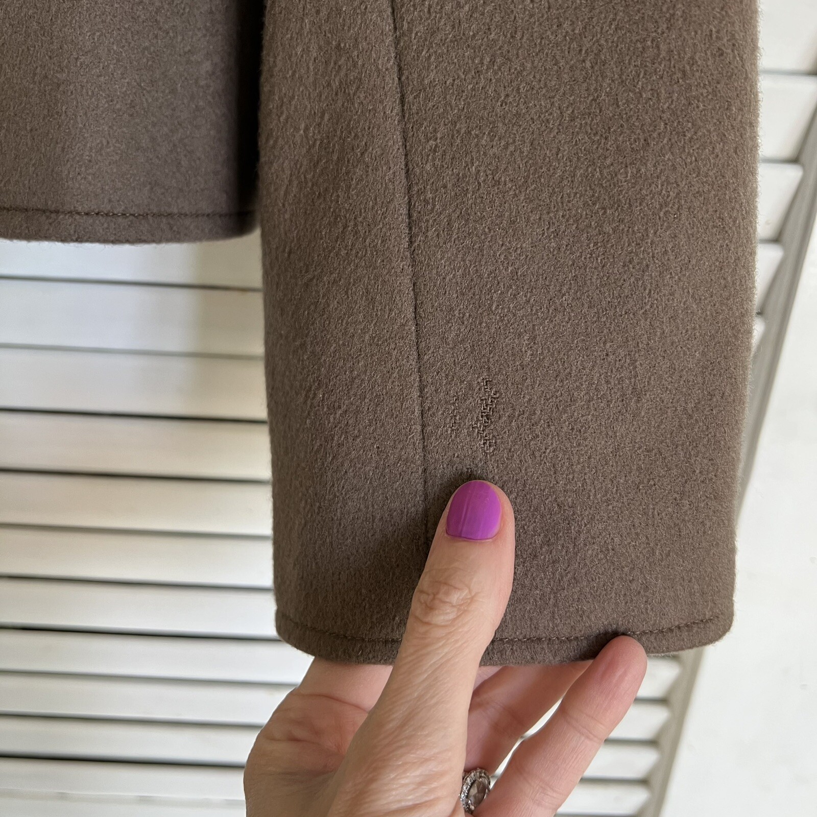 Cappotto Yves Saint Laurent Lana Pea Made in France Taglia 38 US Medium Neutro