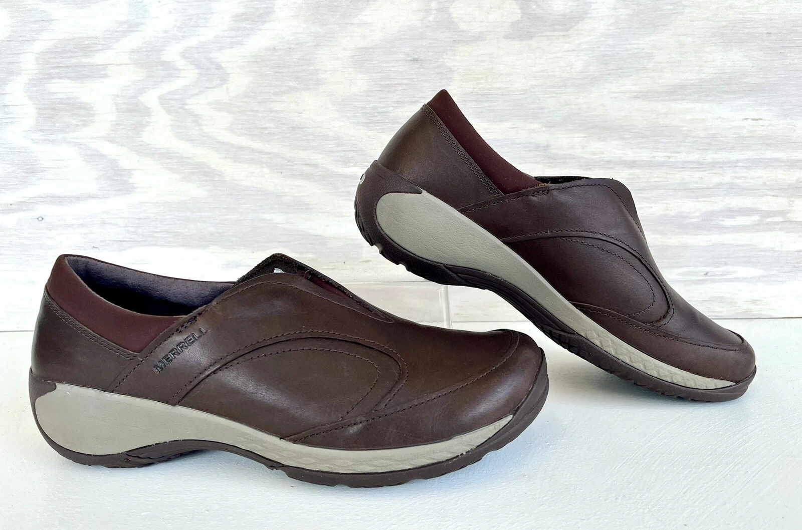 merrell encore qf2 leather slip on comfort hiking walking shoes