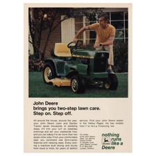 1973 John Deere Riding Mower: Step On Step Off Vintage Print Ad
