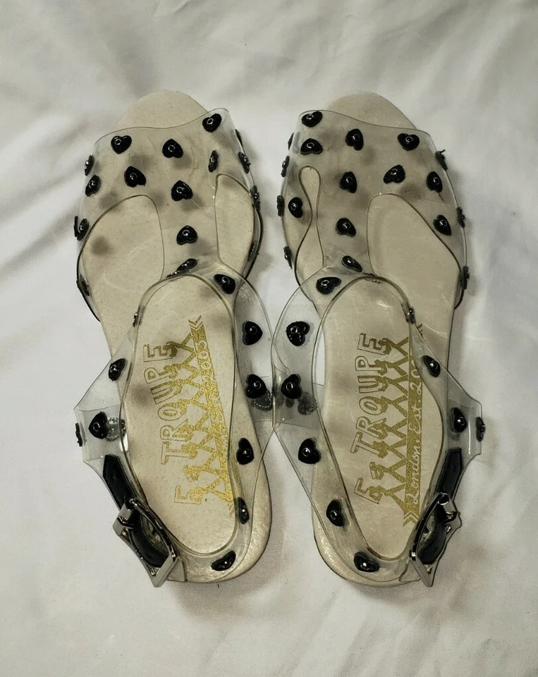 Sandalias F-Troupe para mujer talla 5,5 EUR 36 correa corazón transparente Fairycore Foto 4 de 4