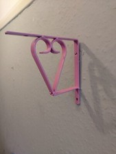 2x Heart Metal Shelf Support Brackets in PINK. New / Handmade 6" (15cm) x 13mm.