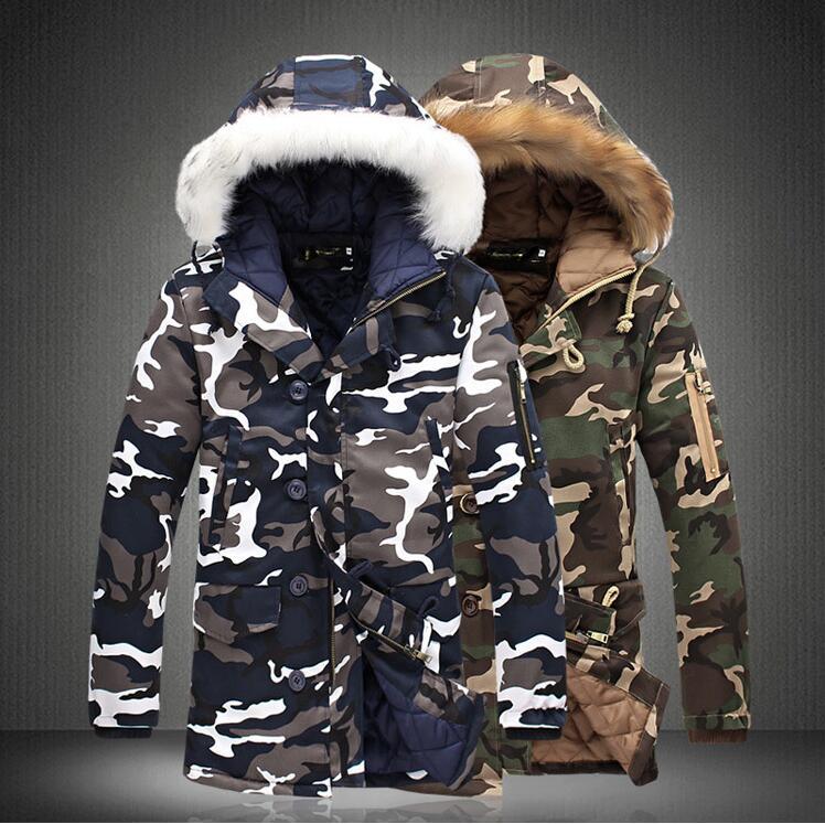 ALTRA Mens Military Jacket Fur Hoodie Winter Design Coat Fashion Fur Warm Smart Camo