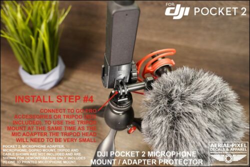 DJI Pocket 2 Microphone Mount For Cold/Hot Shoe Mics for 3.5mm Mic Adapter Osmo - Picture 7 of 12