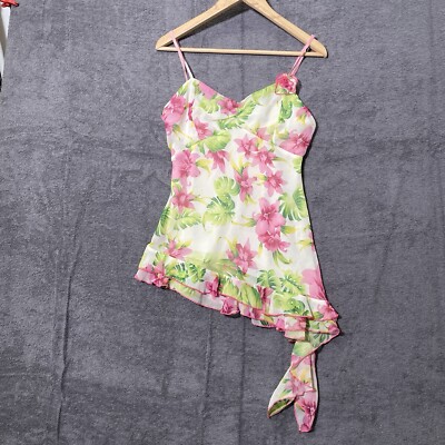 Hallhuber Nachthemd Unterhemd asymetrisch Floral Bunt Gr L Damen