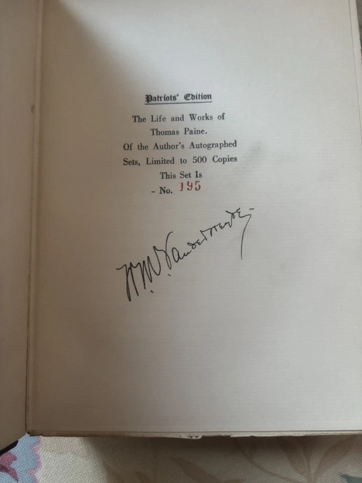 Patriot’s Edition 10 Vols. The Life And Works Of Thomas Paine; Signed/Numbered - Image 2 of 4