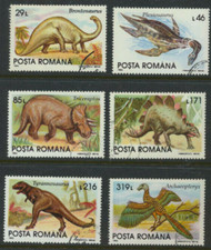 Romania Dinosaurs, animals, Reptiles Scott # 3845 - 3850 CTO Complete 1993