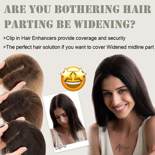 Scalp Line Hair Toppers for Women Real Remy Human Hair Cover Thinning Hair Part - Picture 2 of 22